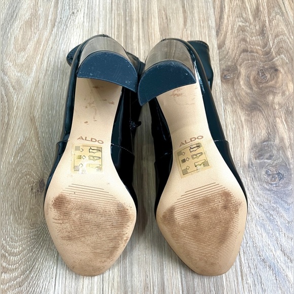 Aldo Faux Patent Leather Heel Boots Black Shiny Sock Booties Women’s 10 EUC - Picture 6 of 7